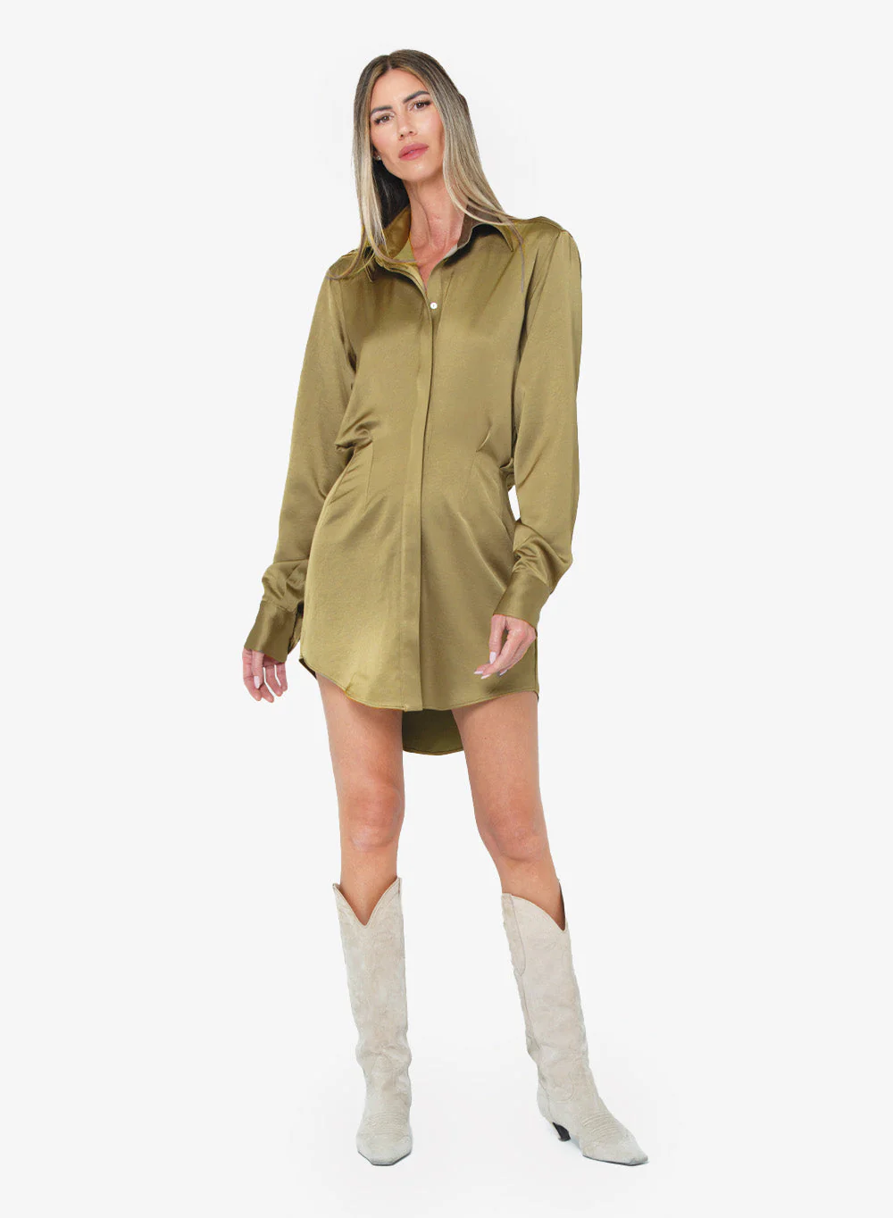 Althea Dress - Pine Satin