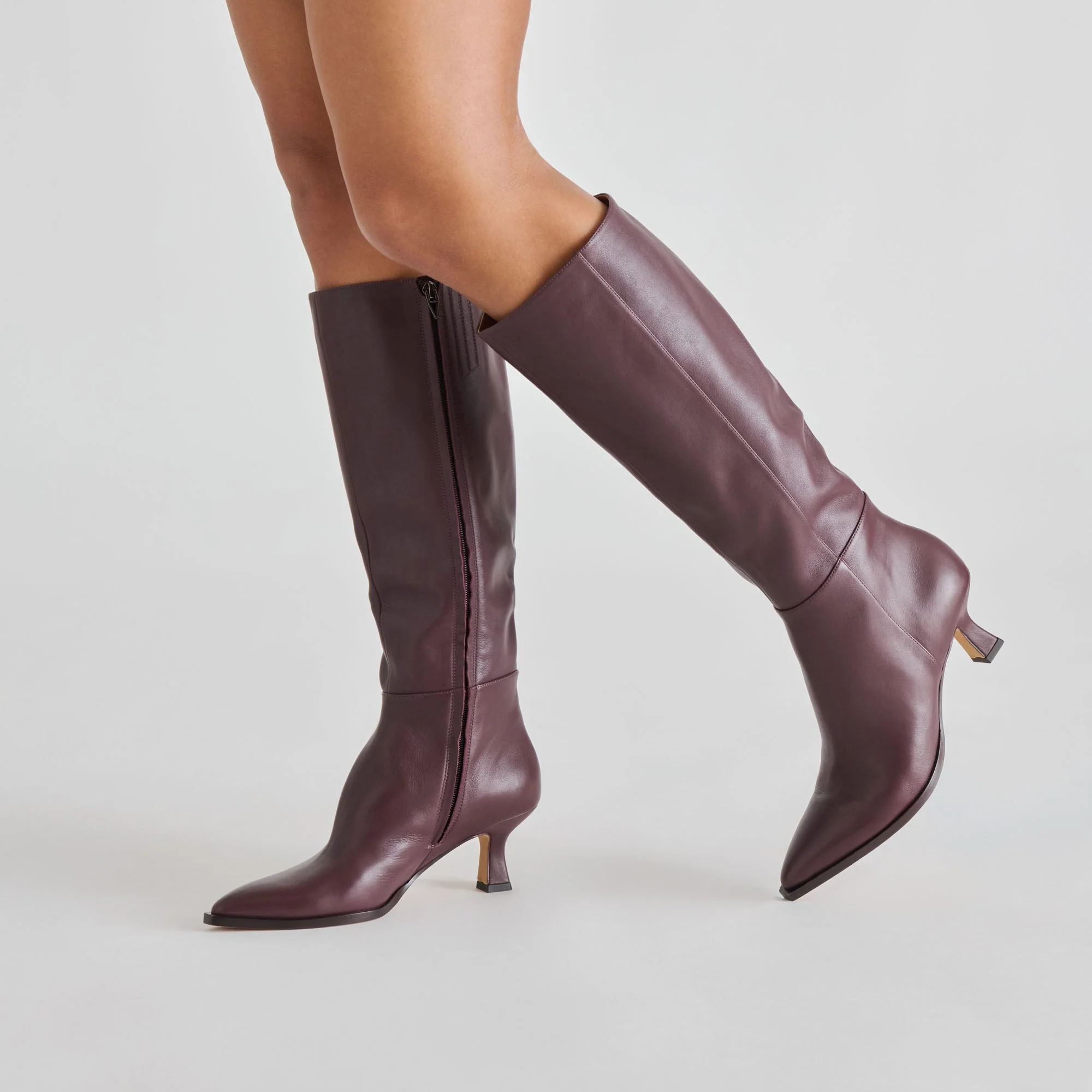 Auggie Boots Wide Calf - Wine Leather - Image 3