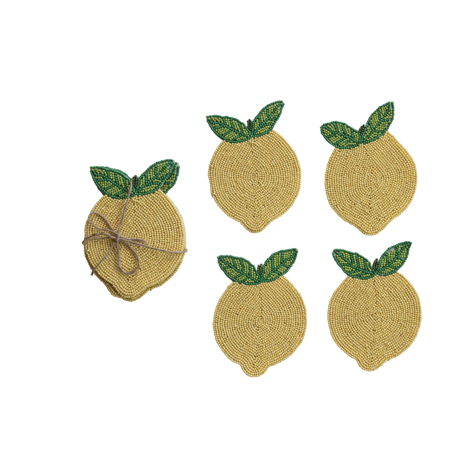 Beaded Lemon Coasters, Set of 4 - Image 2