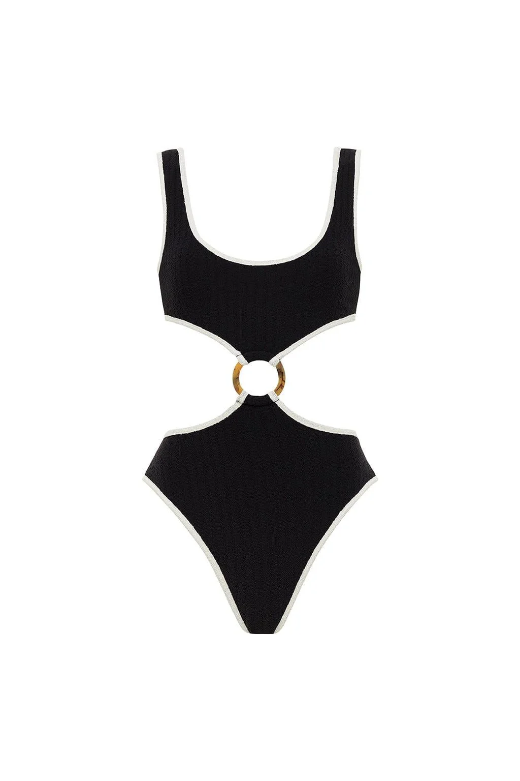 Black (Cream Binded) Terry Rib Ky One-Piece - Image 2