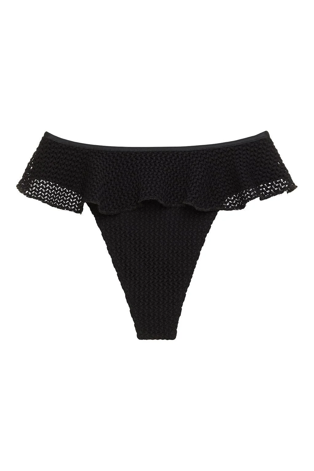 Black Crochet Tamarindo Ruffle Bikini Bottom - Image 2