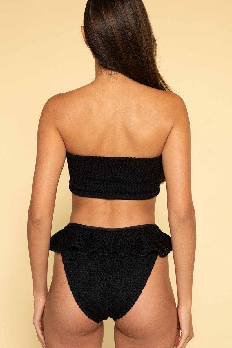 Black Crochet Tamarindo Ruffle Bikini Bottom - Image 3