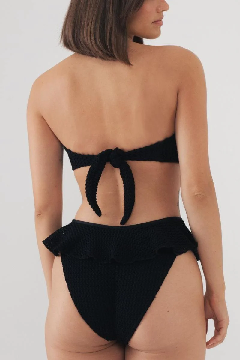 Black Crochet Tamarindo Ruffle Bikini Bottom - Image 5
