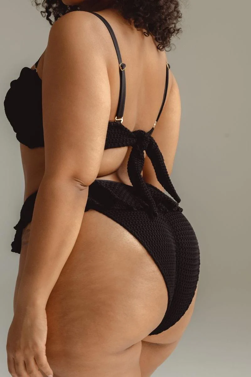 Black Crochet Tamarindo Ruffle Bikini Bottom - Image 7