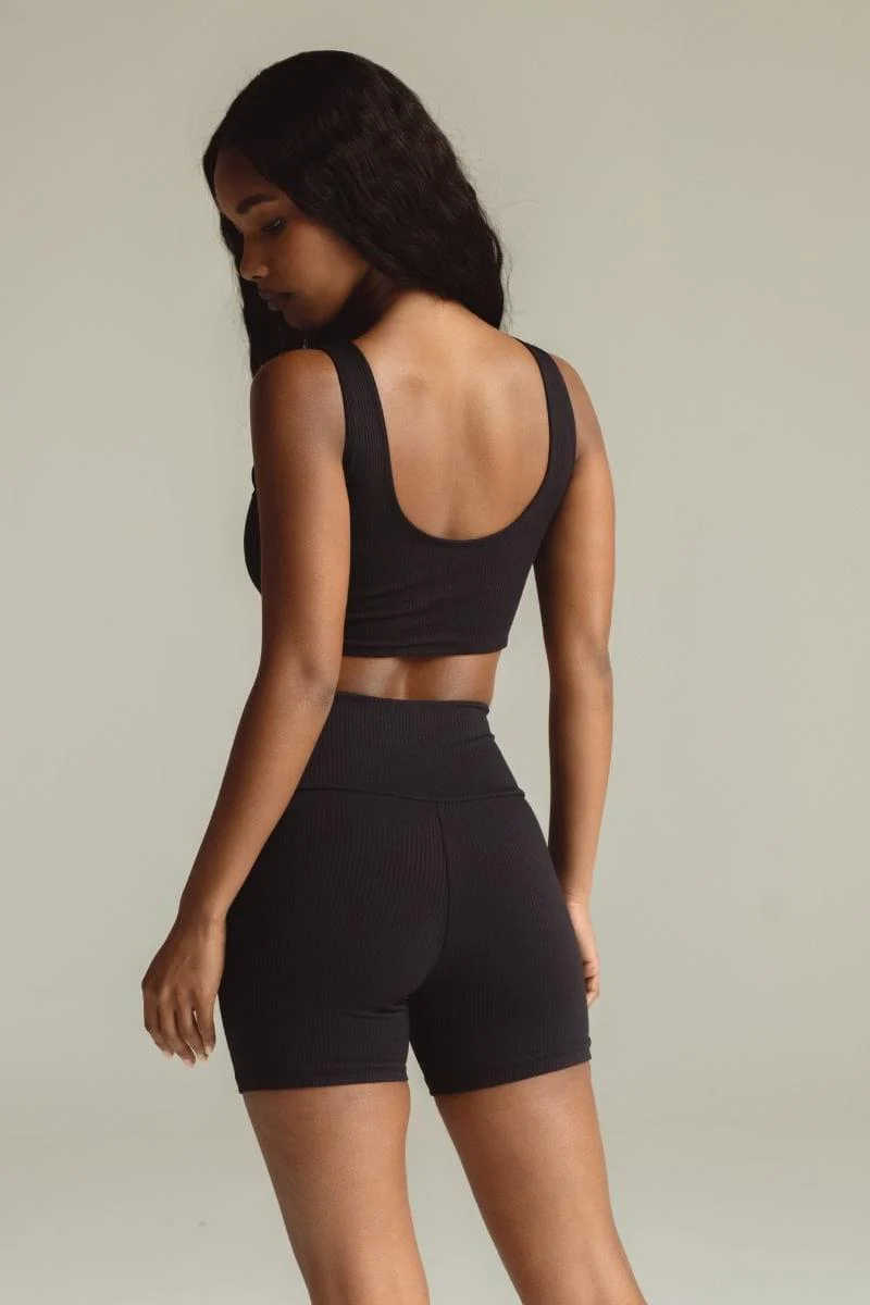 Black Rib Midi Bike Short - Image 4