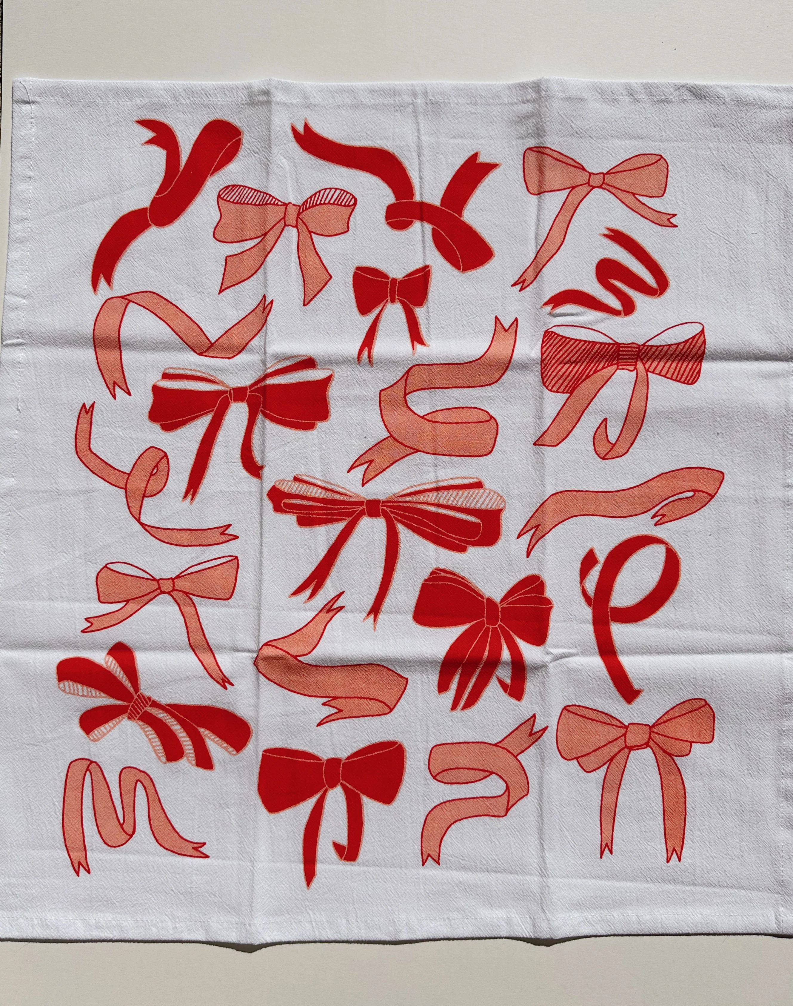 Bows on White Tea Towel - Image 2
