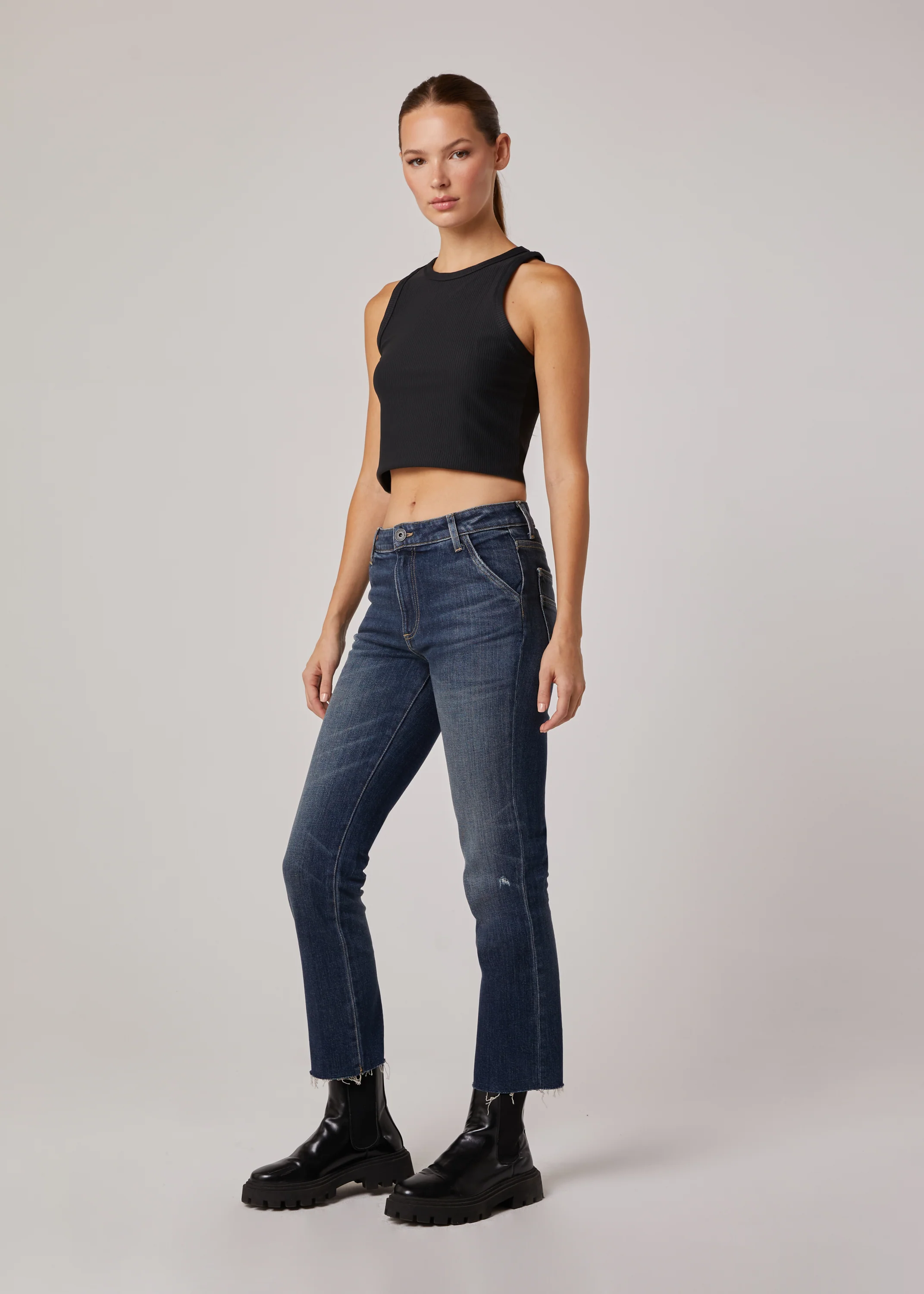 Charlie High Rise Utility Straight Jeans - Dark Newbury - Image 3