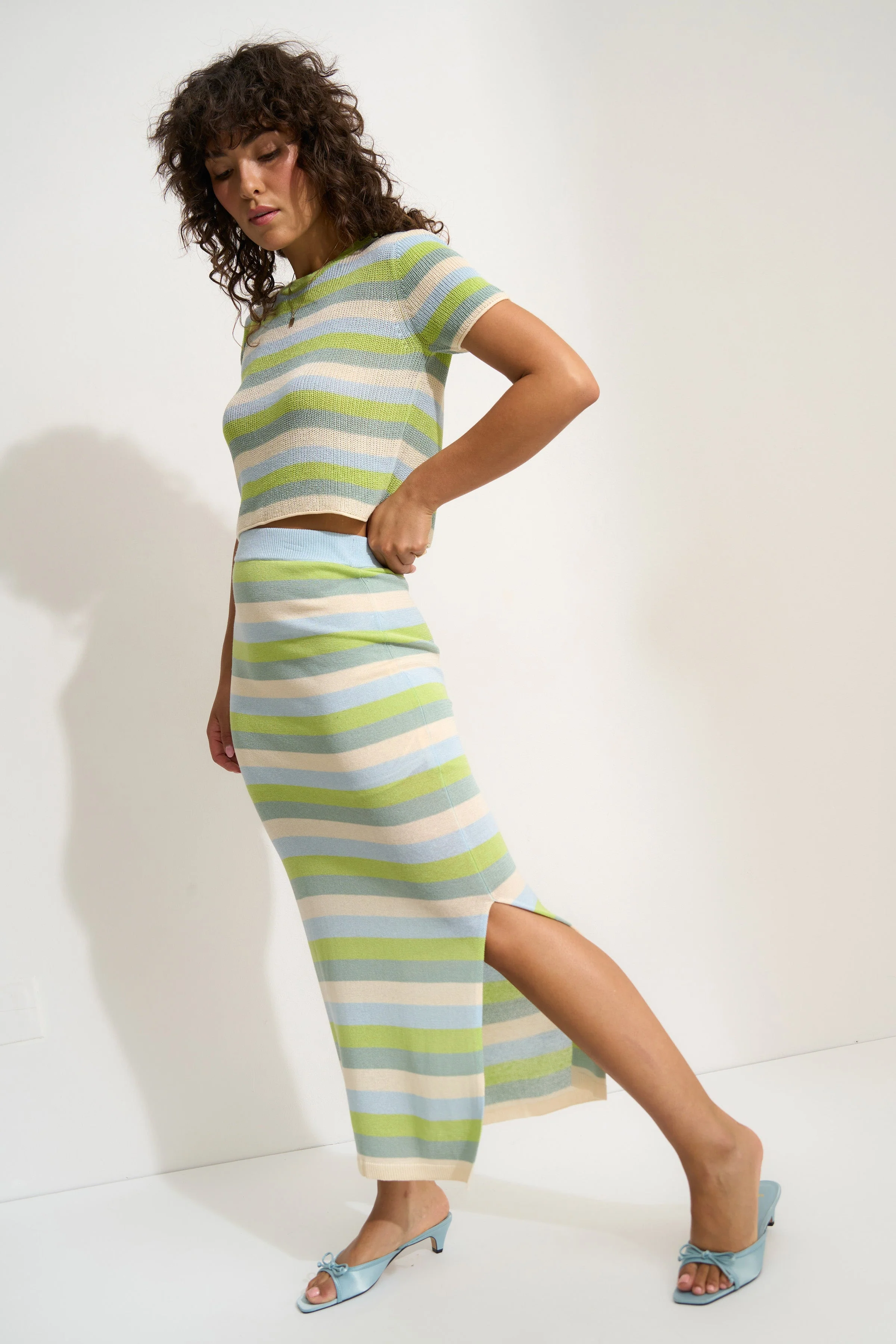 Clover Maxi Skirt - Kiwi Stripe - Image 3