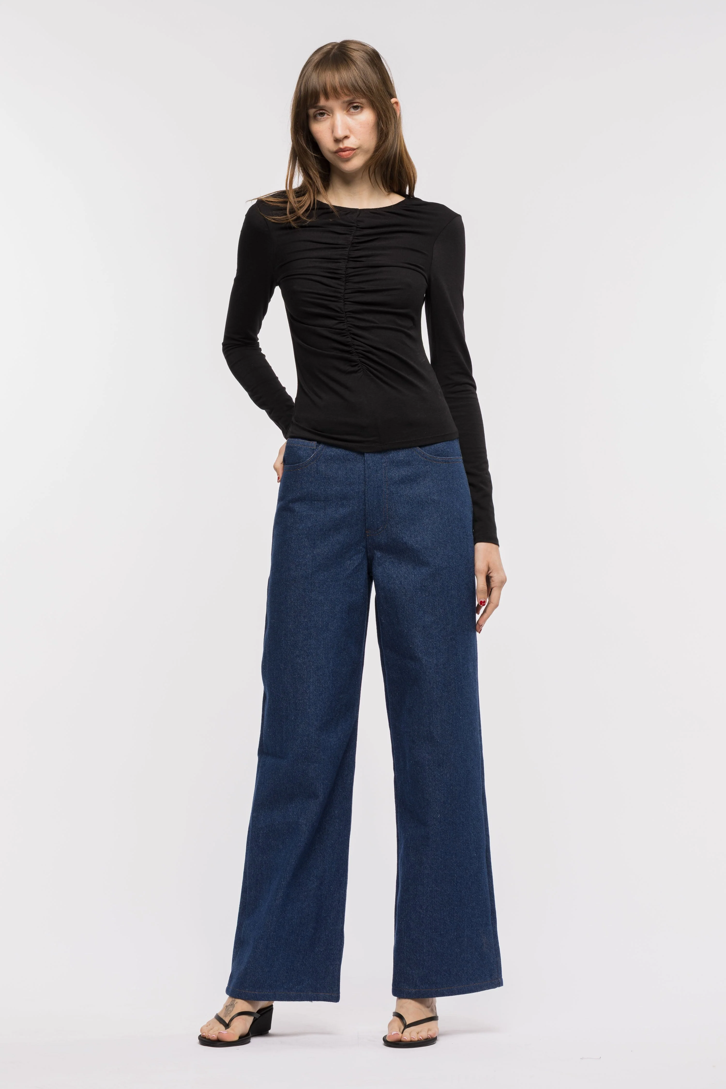 Coco Cowboy Cut Pants - Dark Indigo