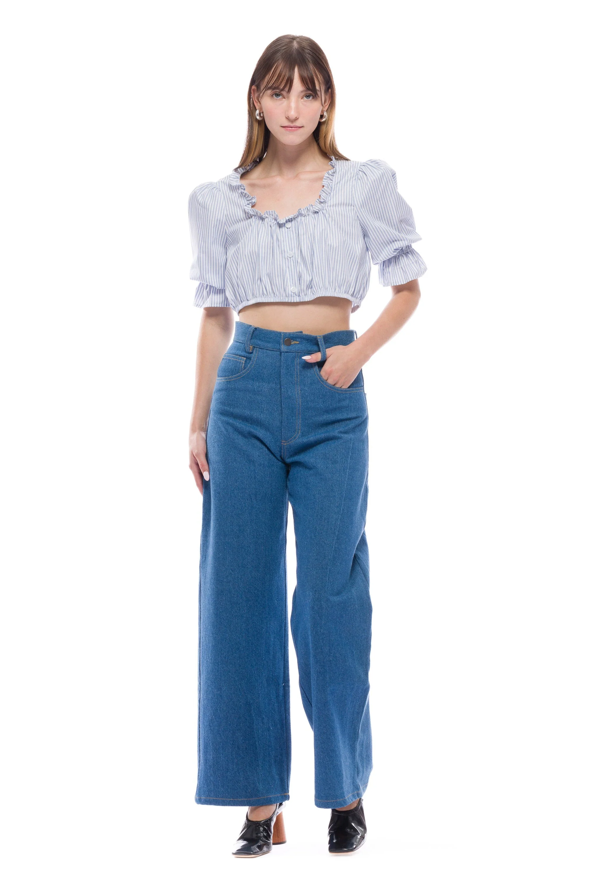 Coco Cowboy Cut Pants - Light Indigo - Image 5