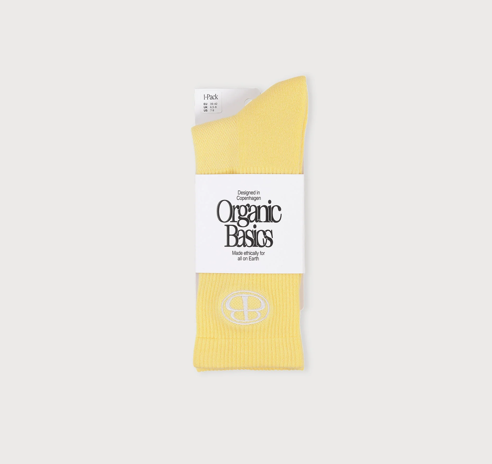 Core Butterfly Crew Rib Socks - Light Lemon - Image 2