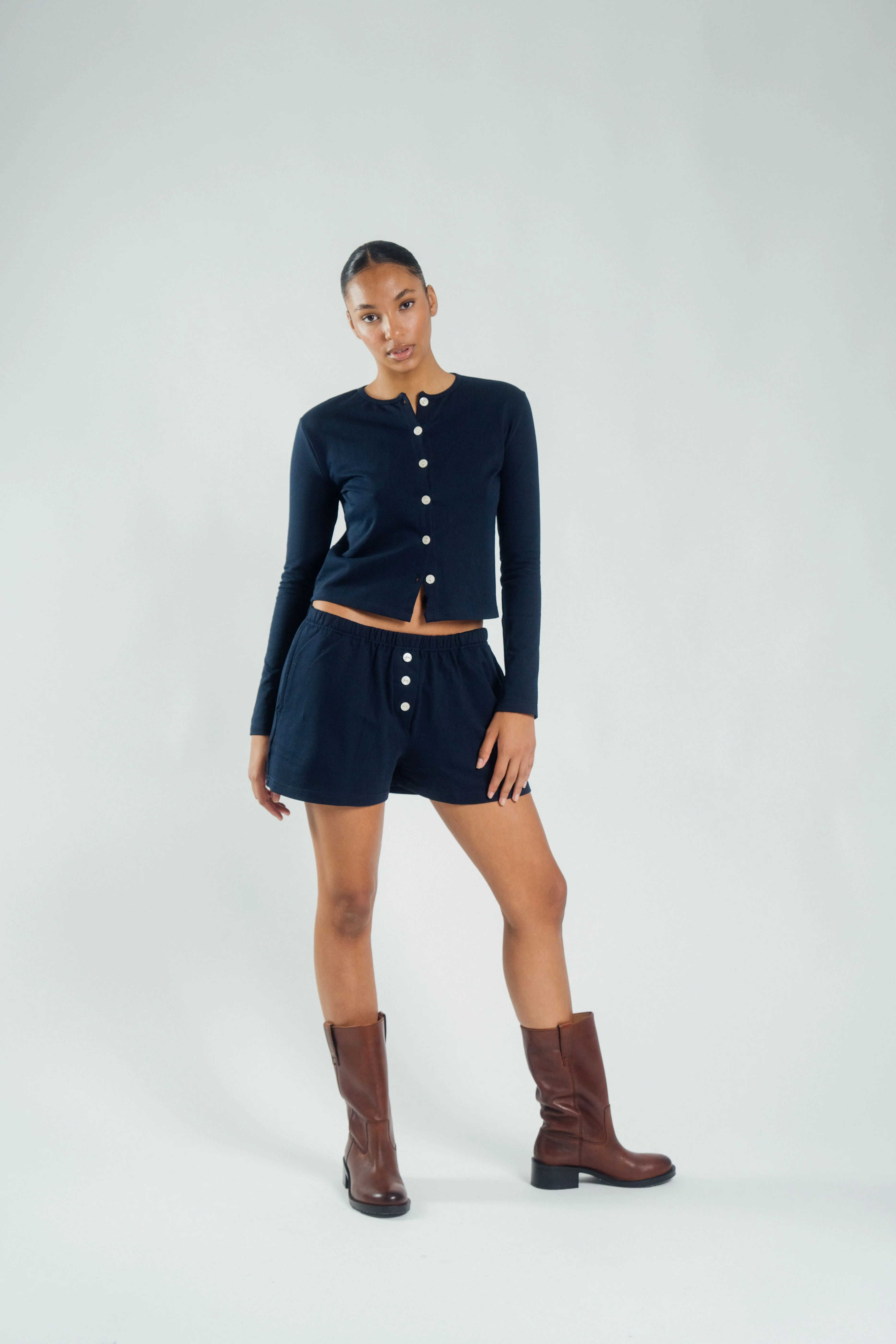 Cotton Cardigan Navy - Image 3