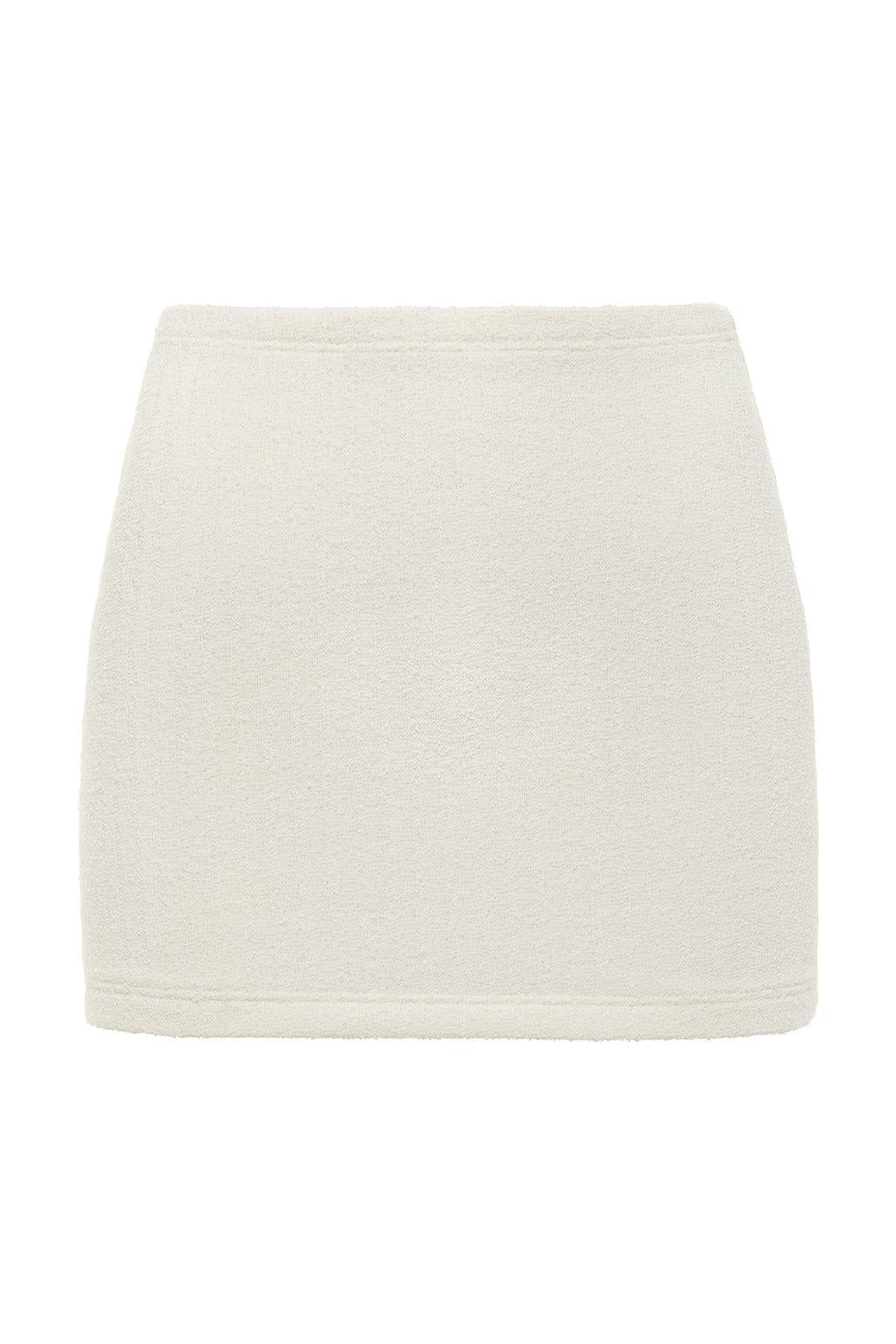 Cream Terry Rib Micro Skirt - Image 2