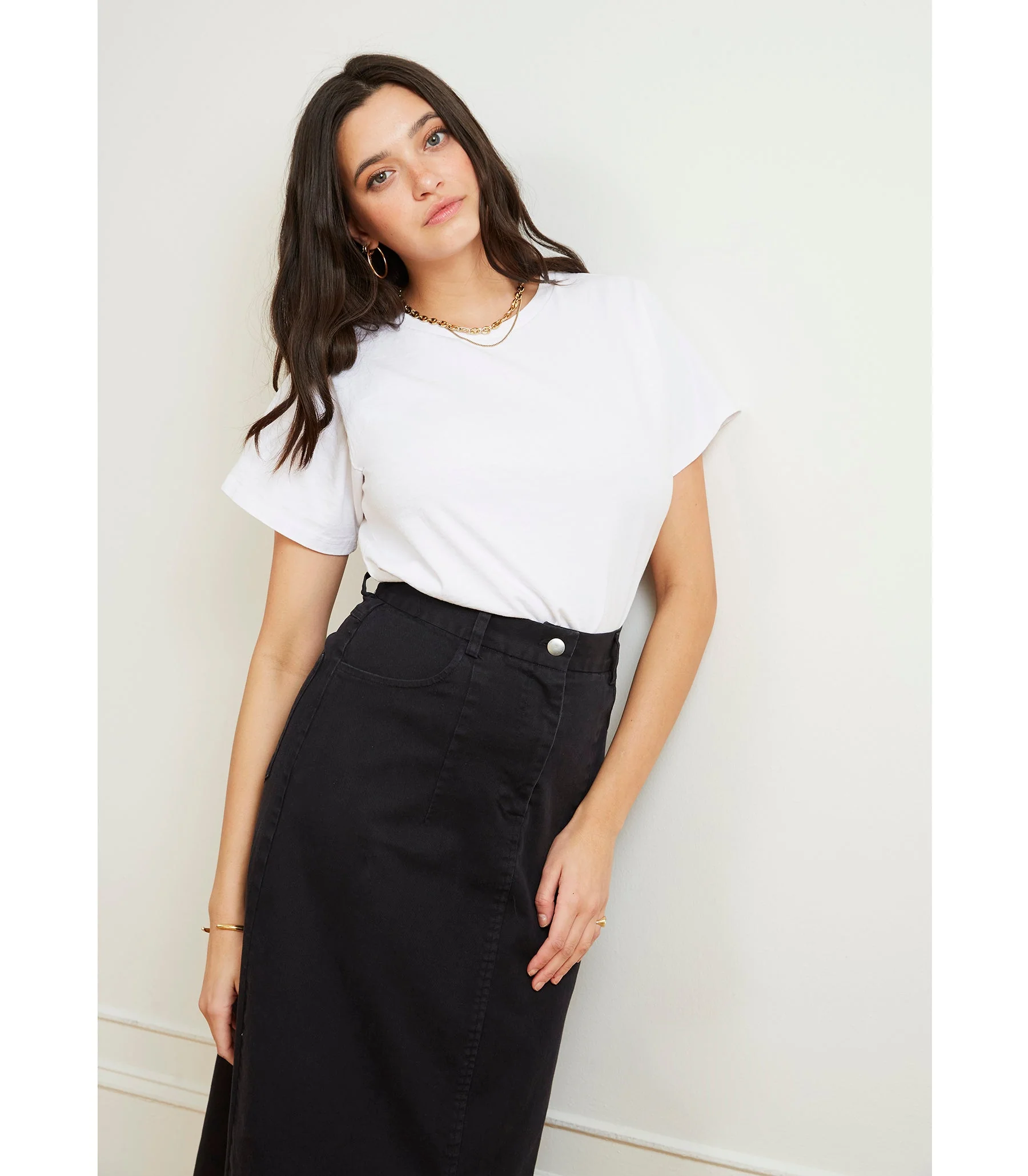 Monica Denim Midi Skirt - Black - Image 4
