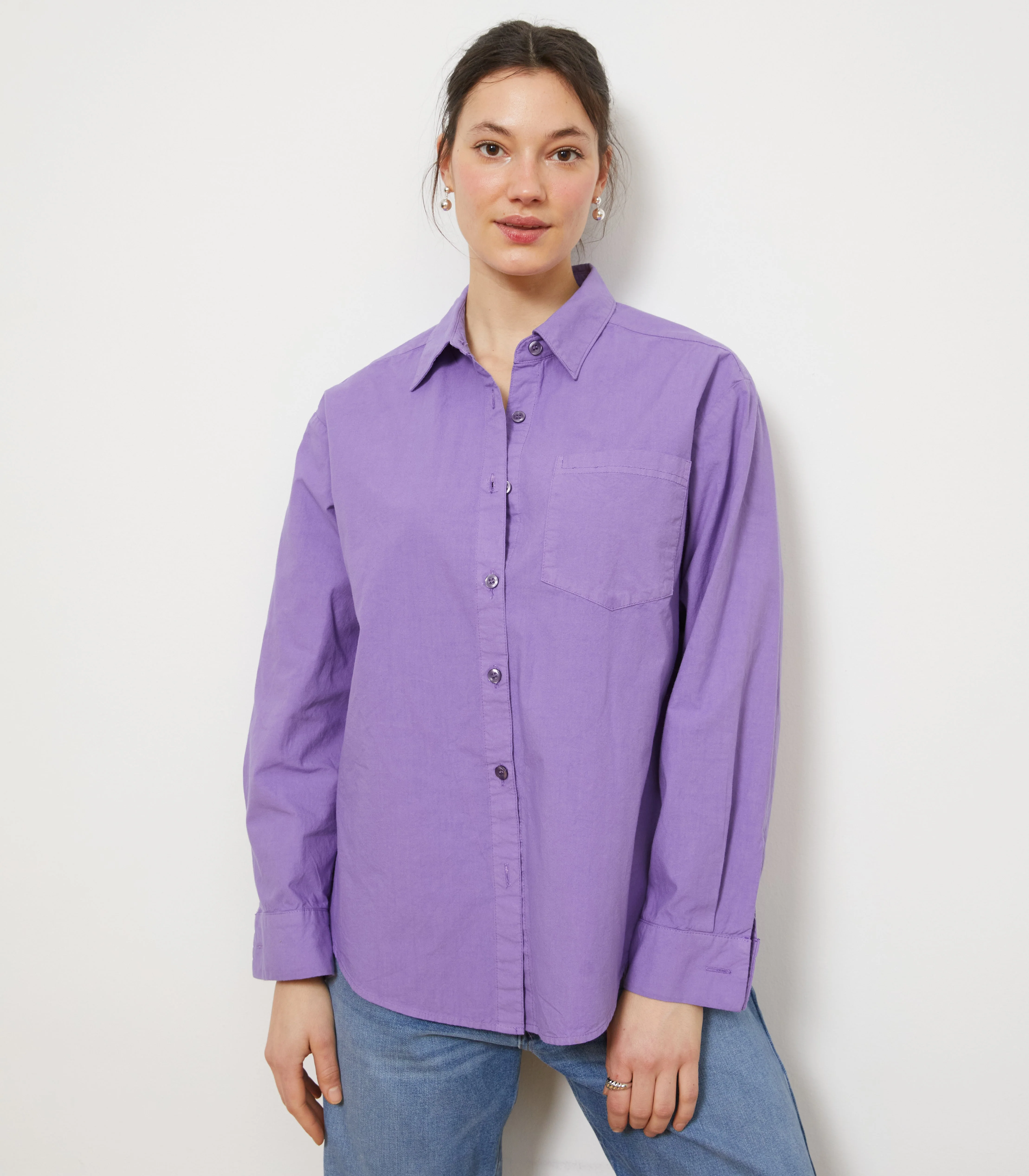 Diana Relaxed Button Up Shirt - Purple - Image 5