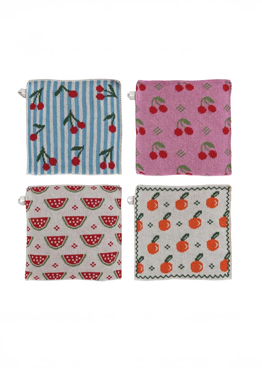 Fruit Cotton Knit Napkins, Set of 4