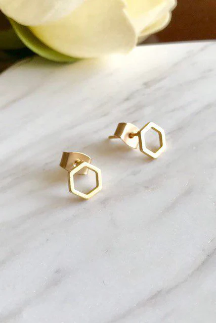 Geo Studs - Gold Hexagon