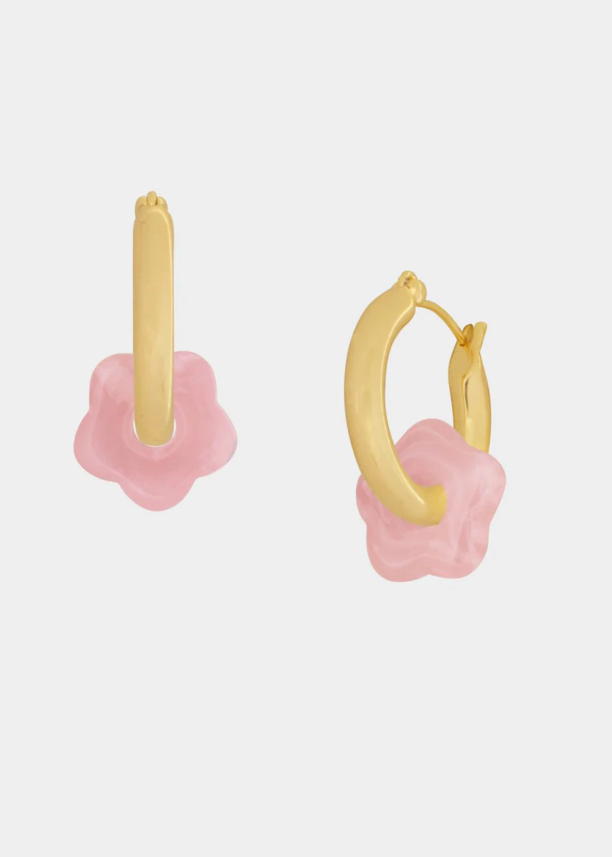 Giada Tiny Floral Hoop - Bethany Pink