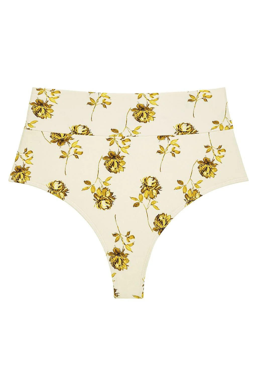 Gold Filigree Added Coverage High Rise Bikini Bottom - Image 2
