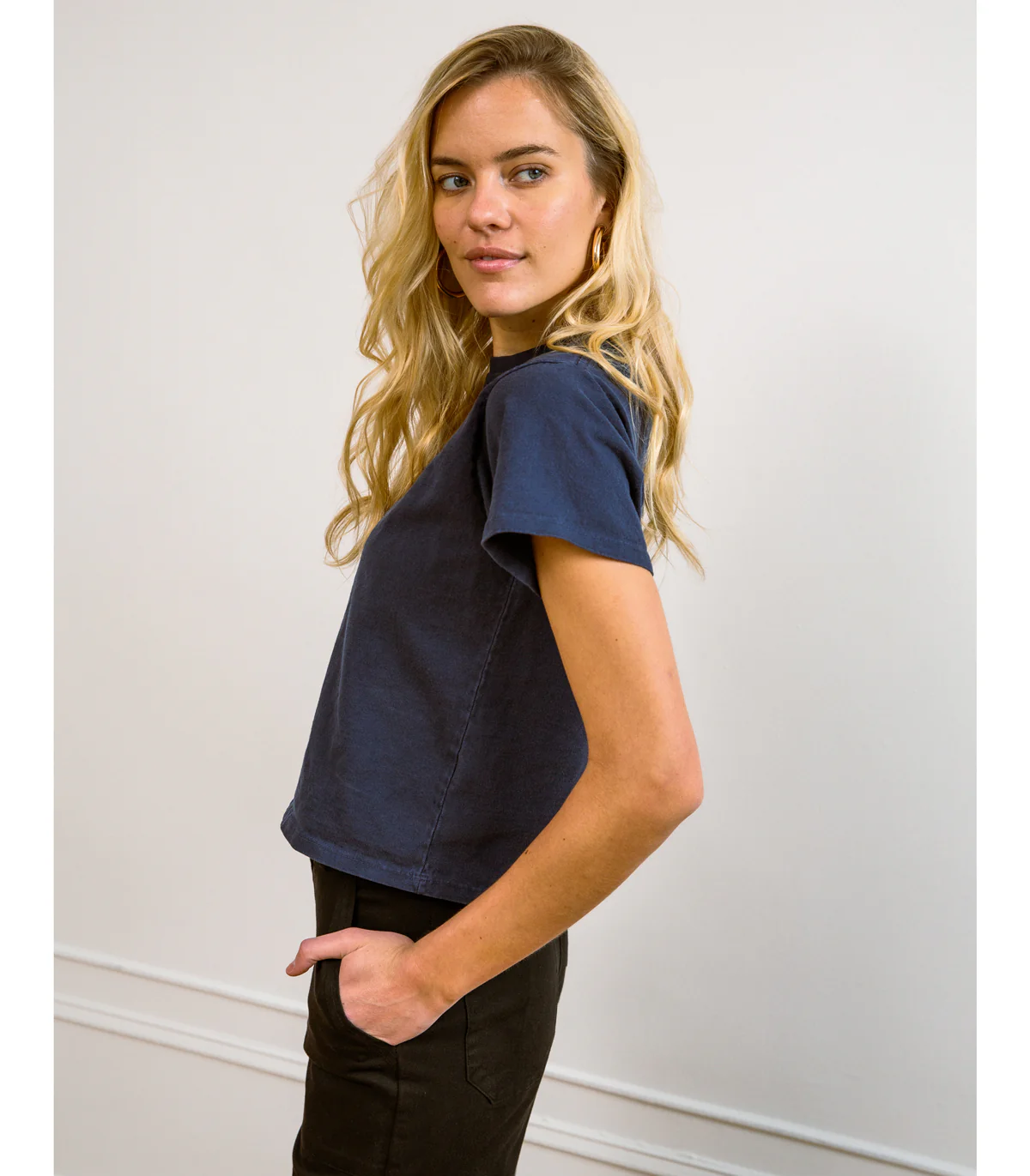 Hutton Boxy Fitted Tee - Navy - Image 3
