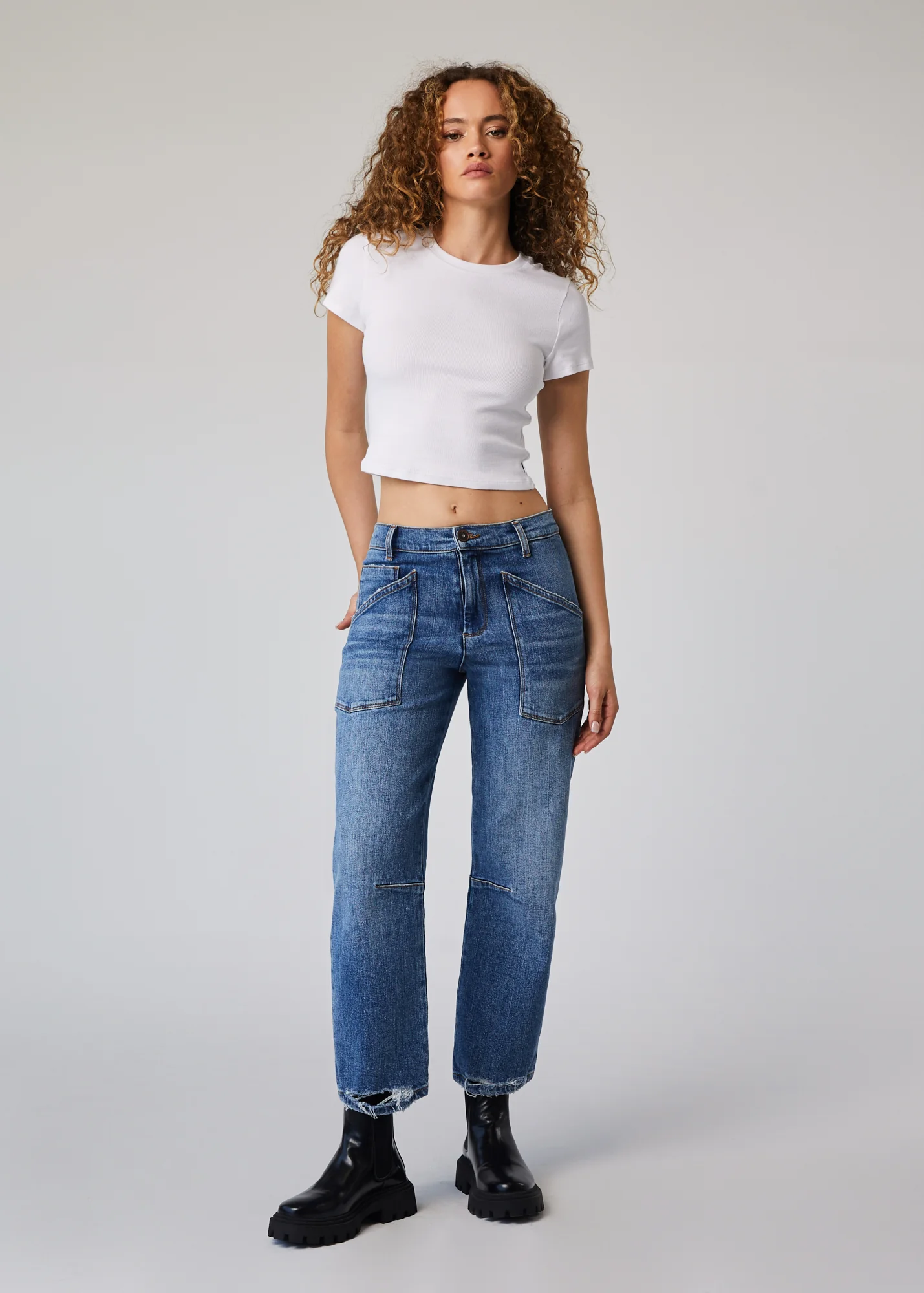 Jack High Rise Curved Straight Jeans - Medium Bayshore
