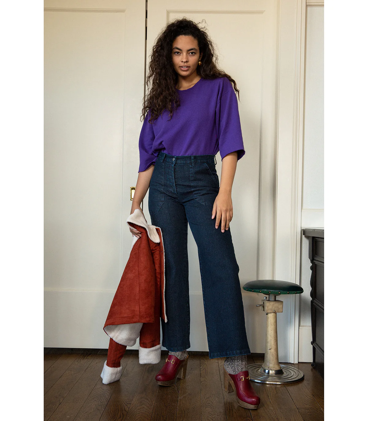 Kate Wide Leg Ankle Jeans - Dark Indigo - Image 7