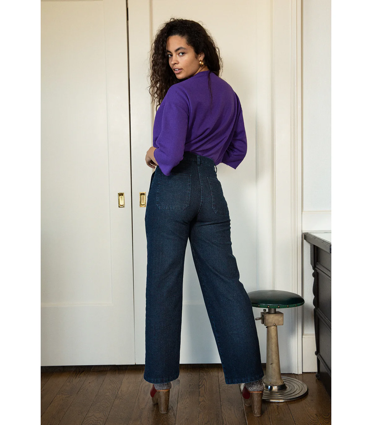 Kate Wide Leg Ankle Jeans - Dark Indigo - Image 8
