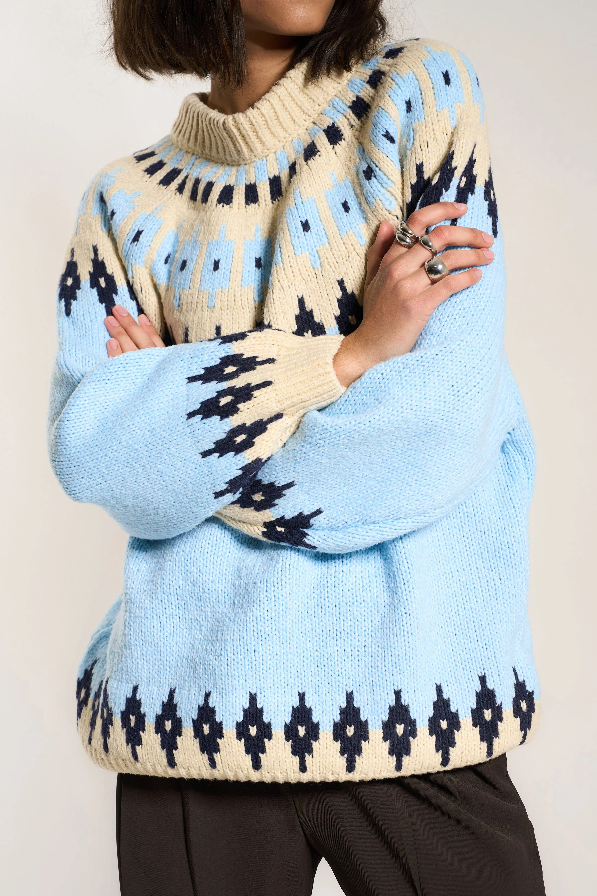 Kathleen Fair Isle Pullover - Sky - Image 2