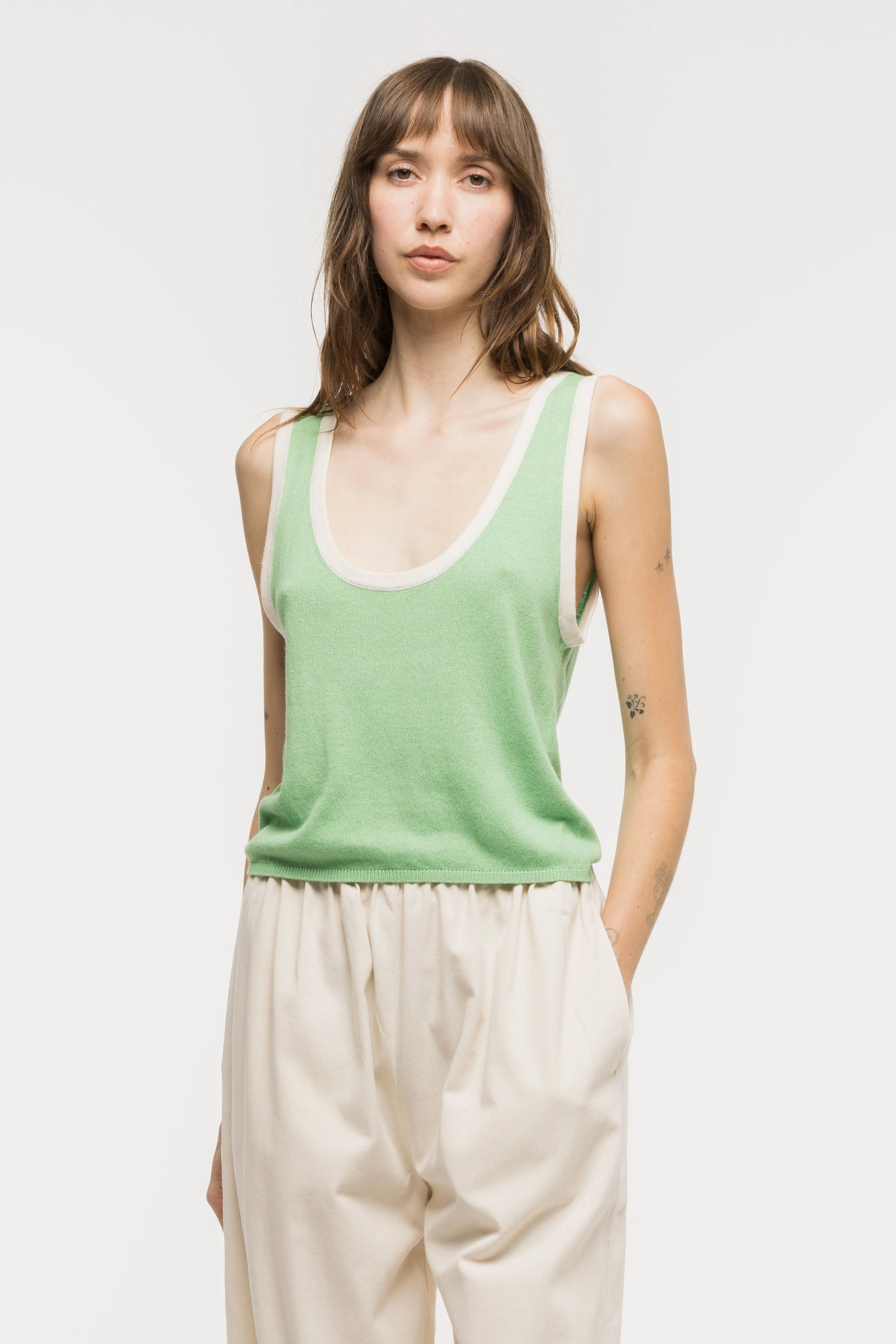 Kaya Knit Tank Top - Sage