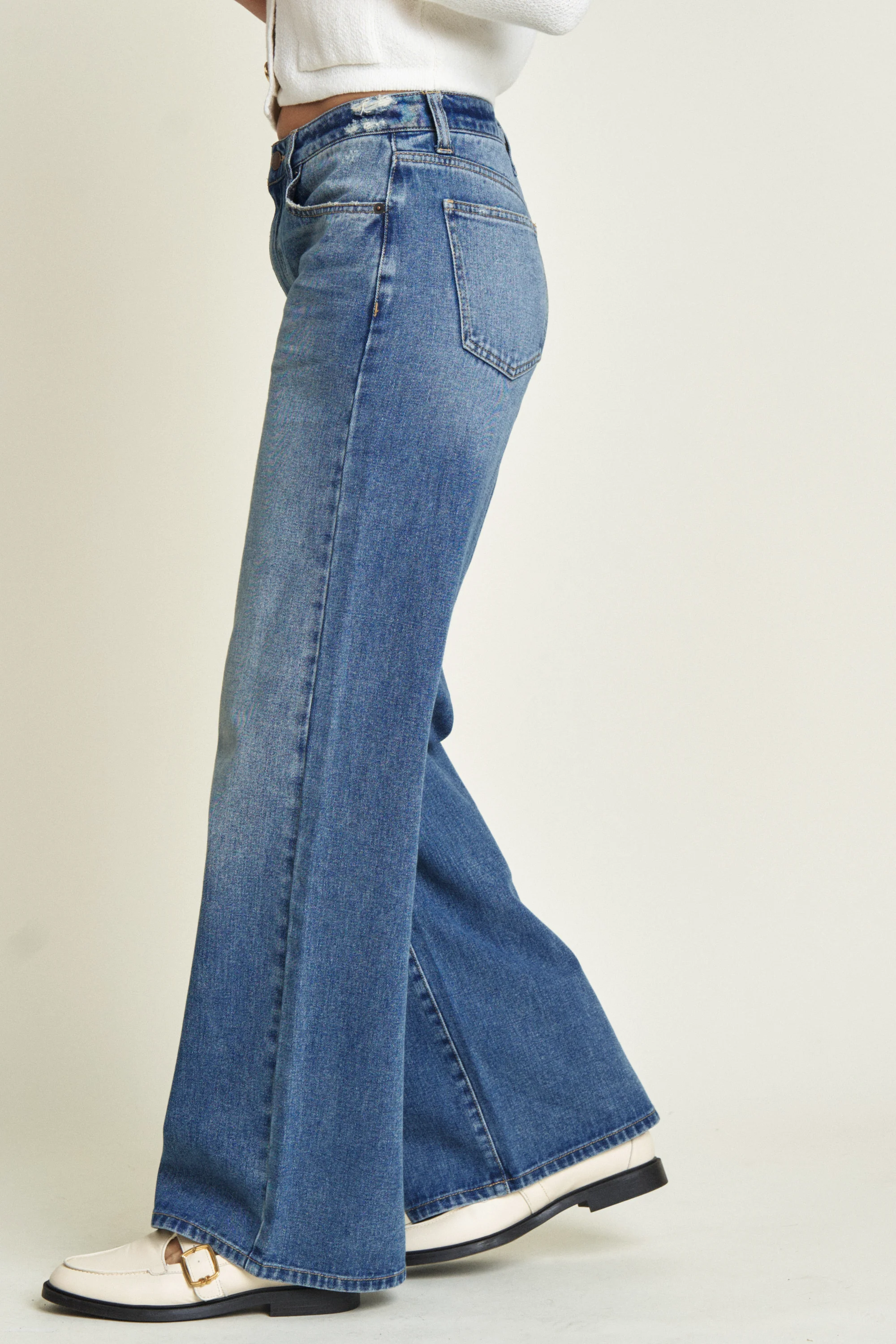 Madison Wide Leg - Bright Blue Worn - Image 2