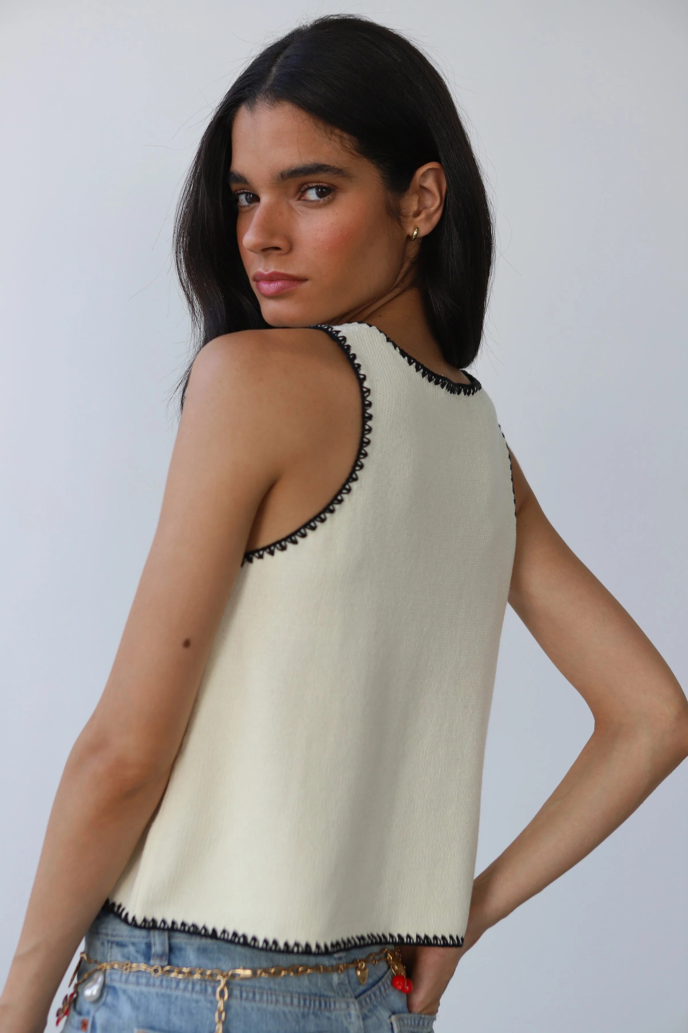 Mala Stitch Tank - Creme - Image 2