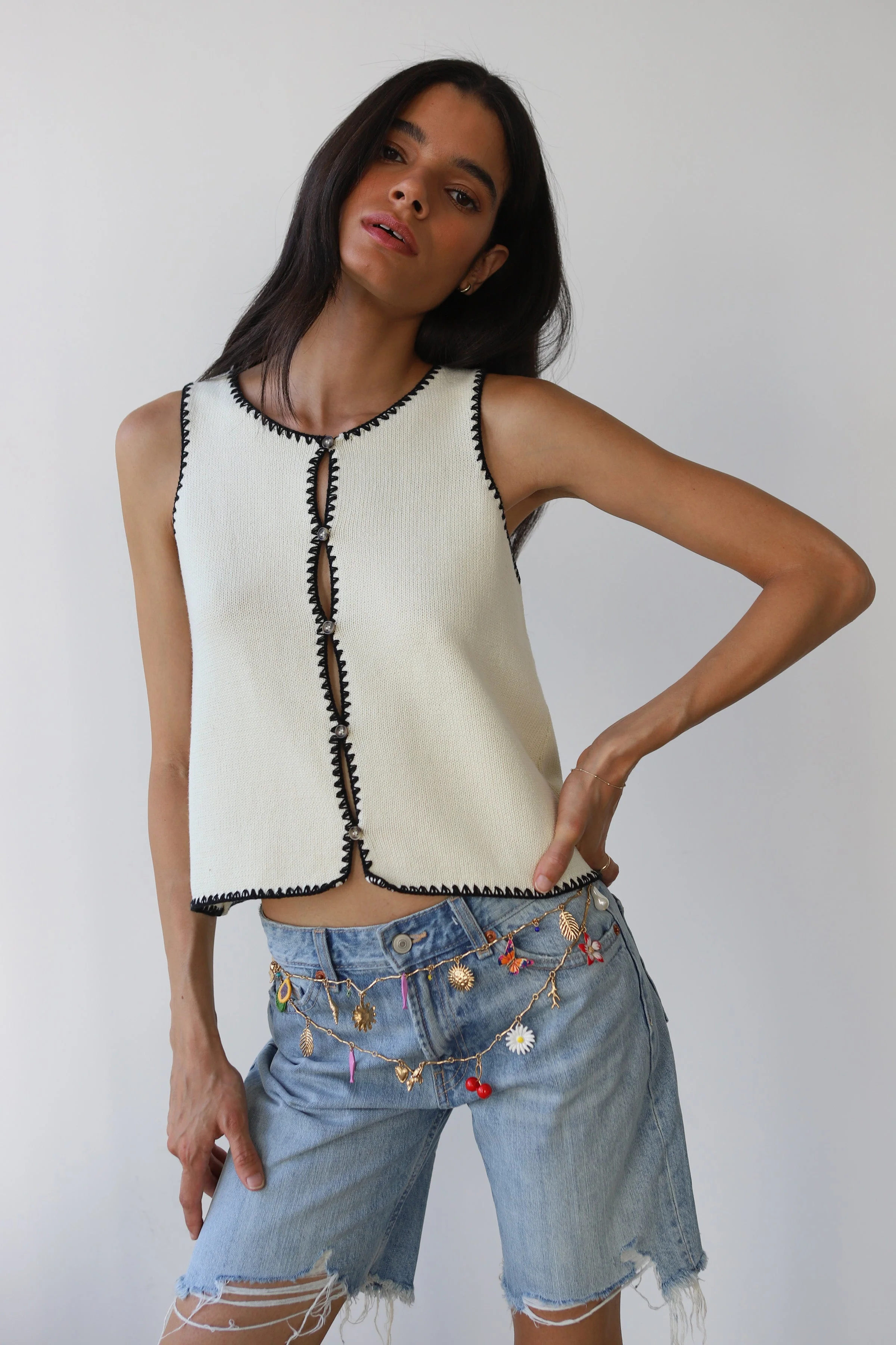 Mala Stitch Tank - Creme - Image 3