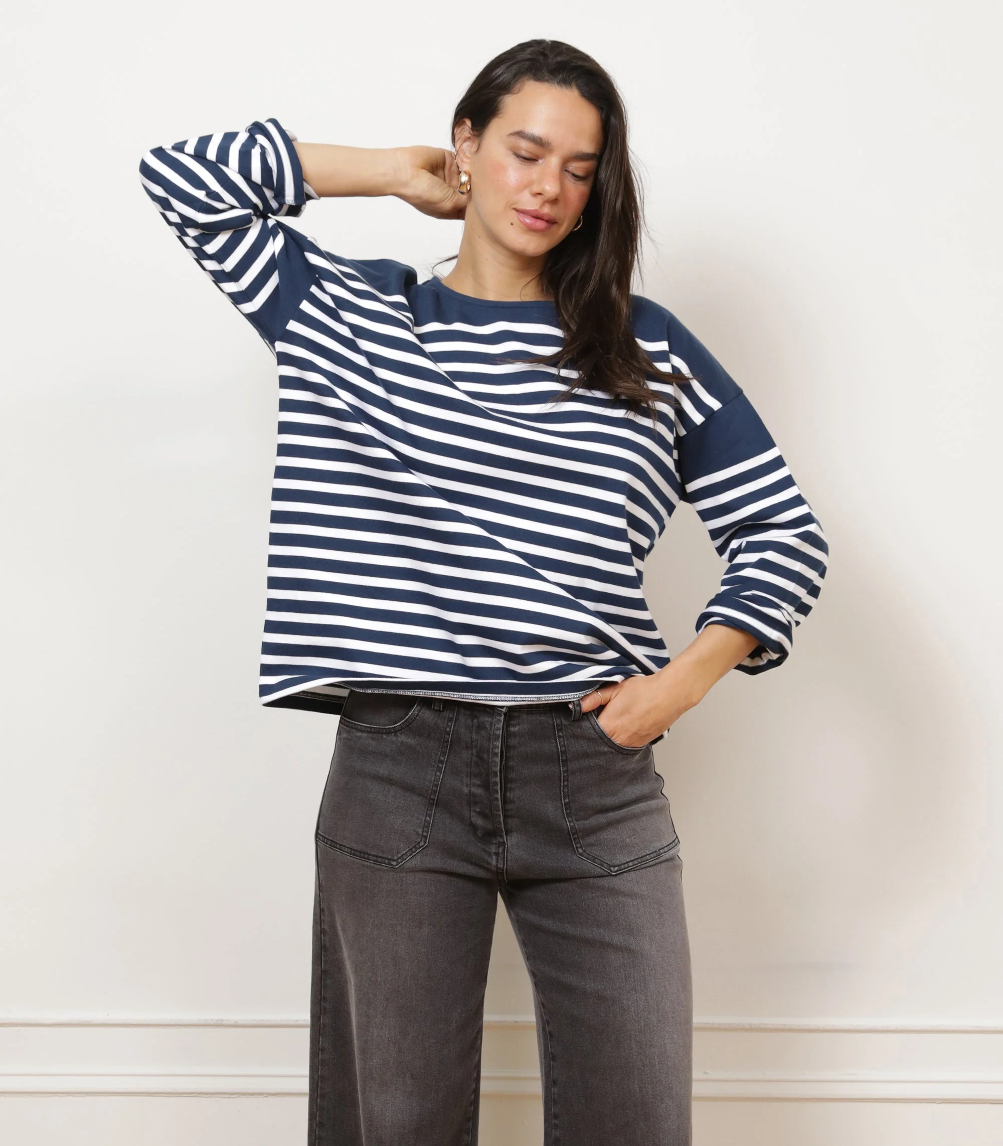 Marianne Stripe Breton Tee - Midnight - Image 3