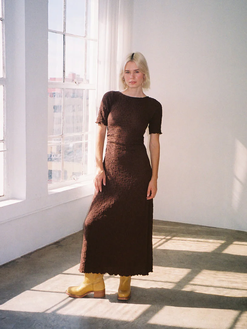 Maya Short Sleeve Dress - Mocha - Image 5