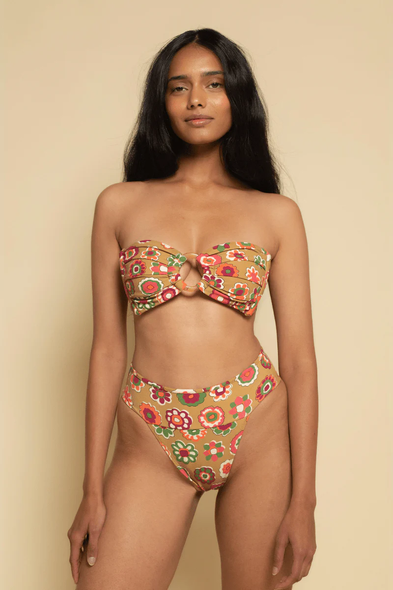 Mazzy Floral Tori Ties Bandeau Bikini Top