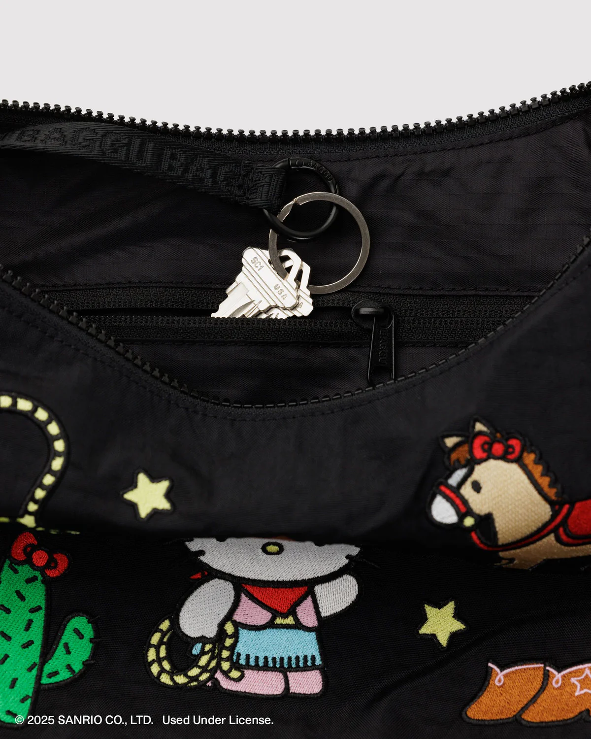 Medium Nylon Crescent Bag - Embroidered Hello Kitty Western - Image 3