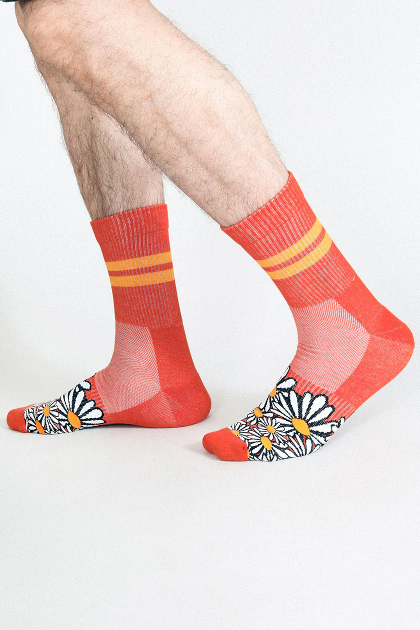 Men's Floral Sock - Red - Image 2