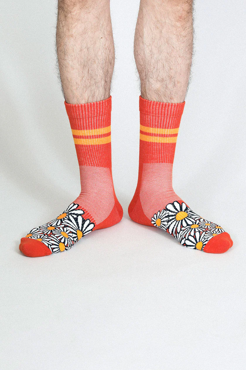 Men's Floral Sock - Red - Image 3