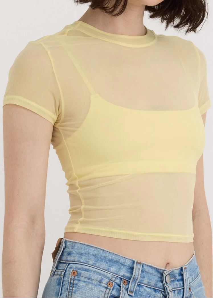 Mesh Tee - Light Lemon