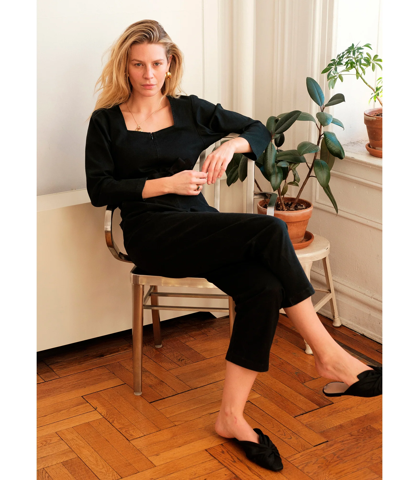 Nia Long Sleeve Cropped Jumpsuit - Black - Image 3