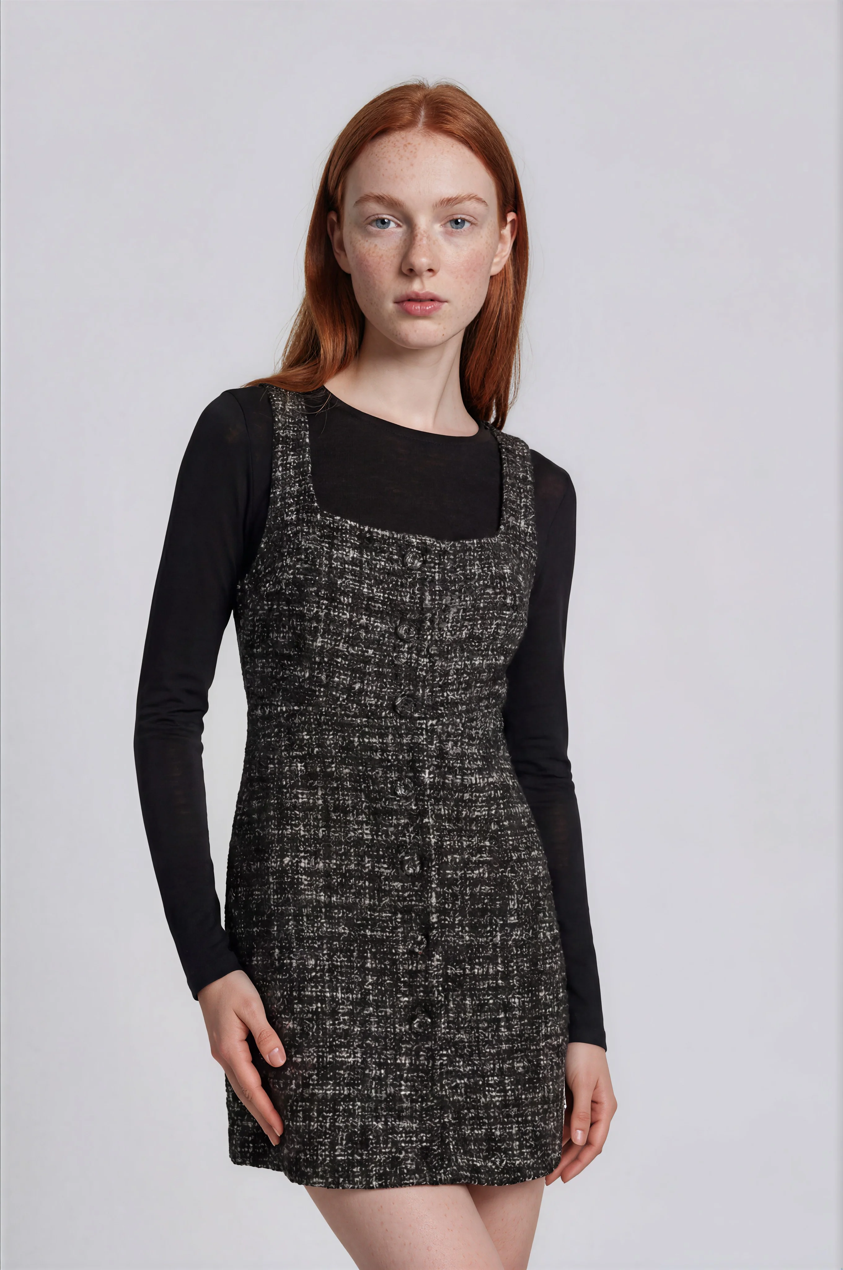 Rosali Tweed Dress - Black - Image 2