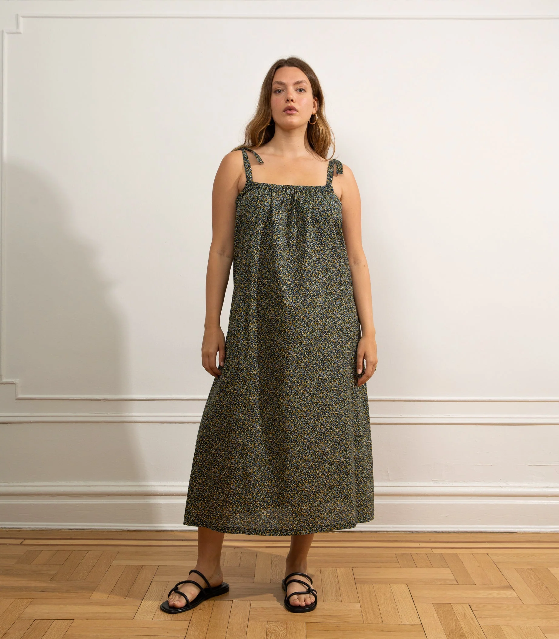 Penelope Tie Strap Dress - Dark Floral - Image 7