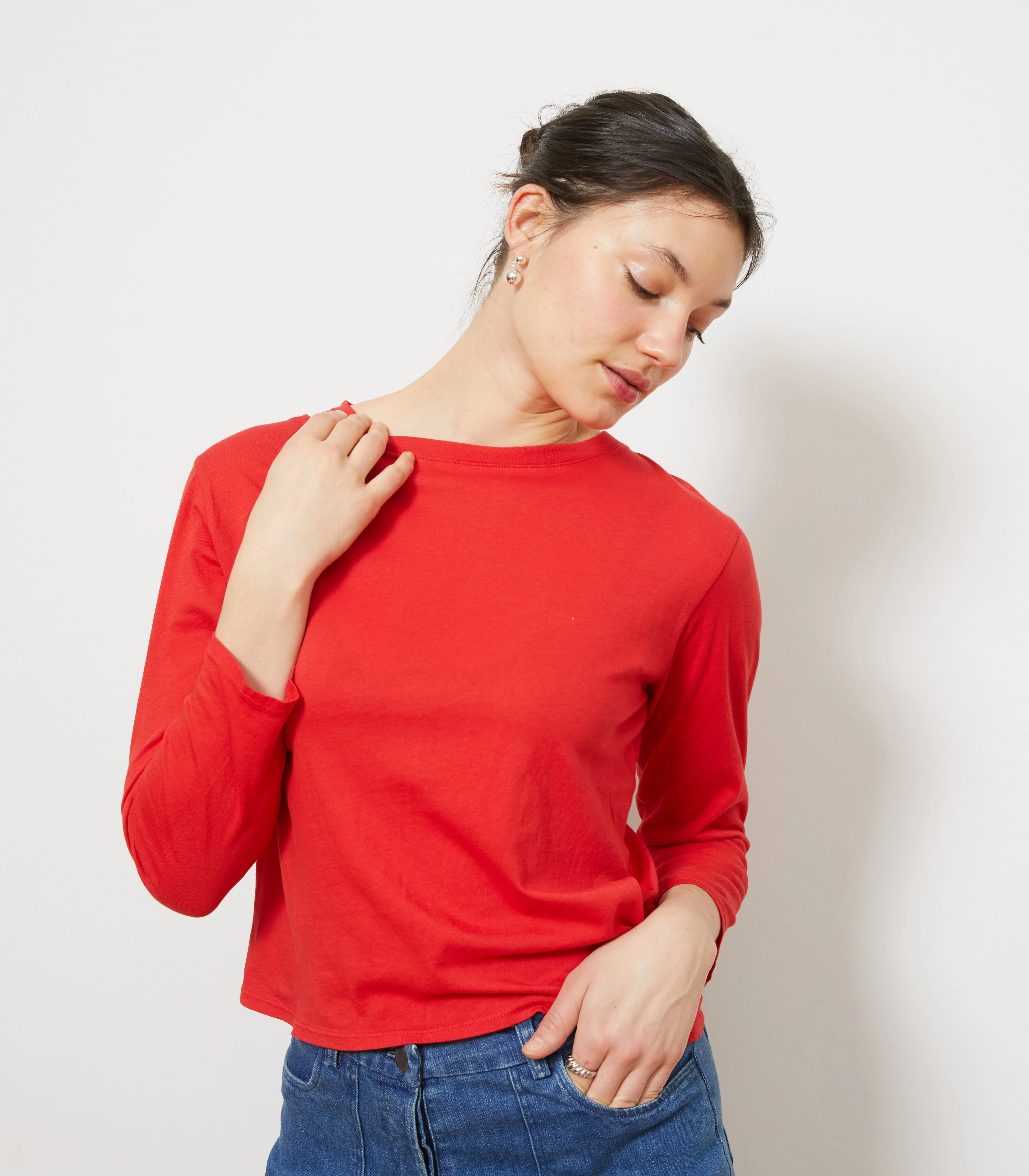 Penny Washed Long Sleeve Tee - Vermilion