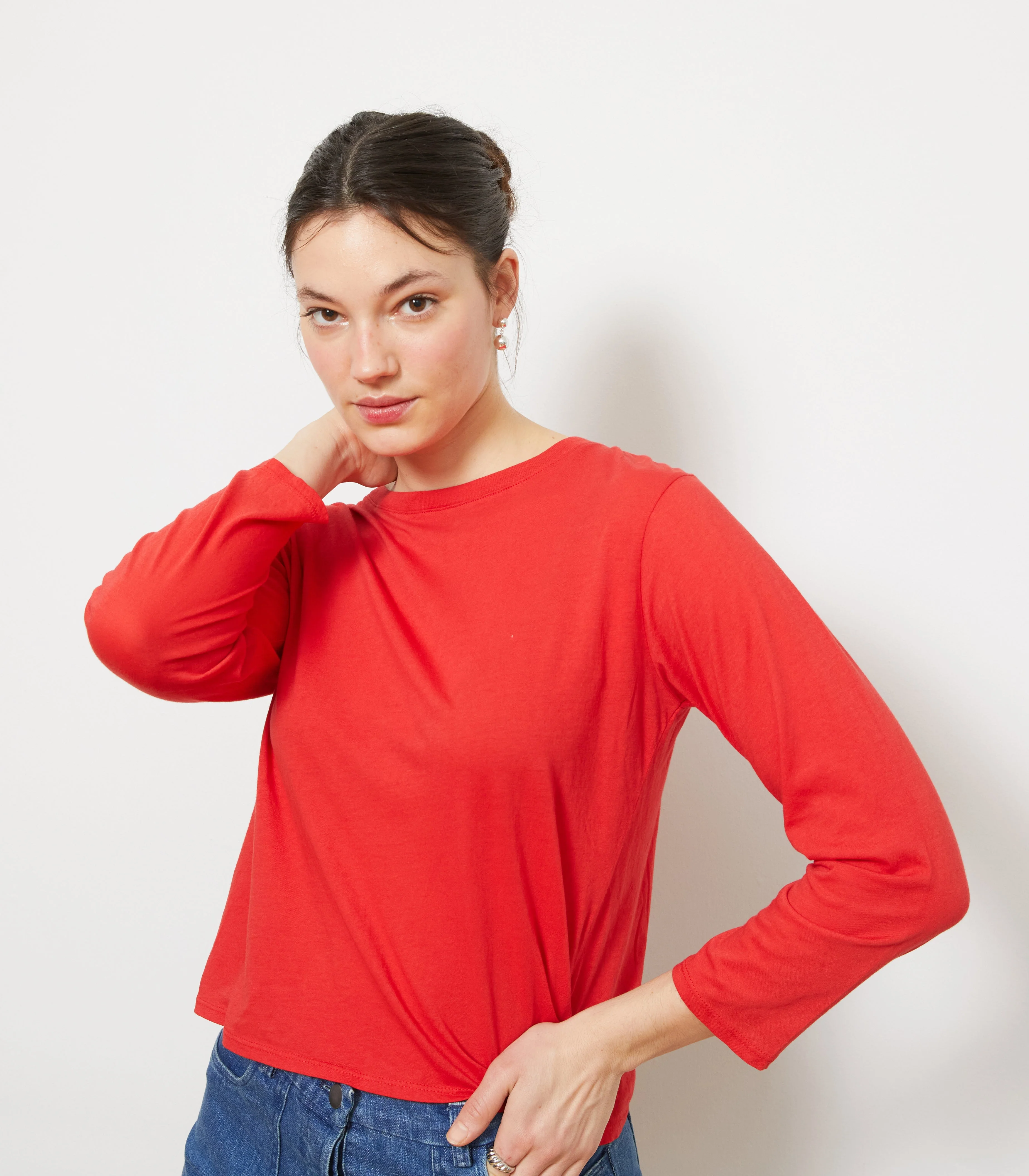 Penny Washed Long Sleeve Tee - Vermilion - Image 4