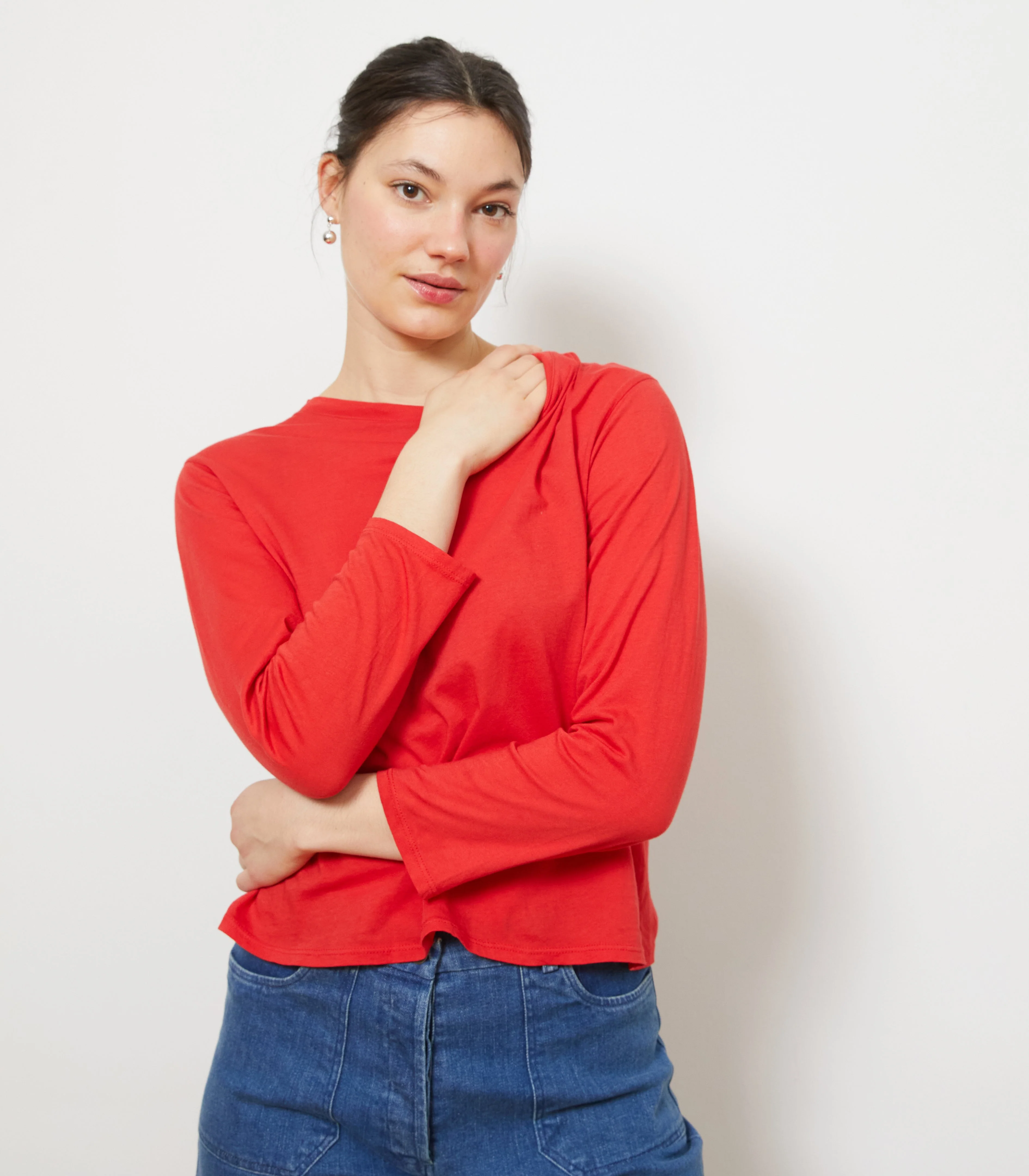 Penny Washed Long Sleeve Tee - Vermilion - Image 5