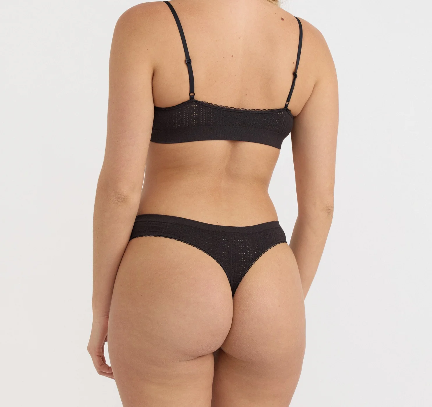 Pointelle Bralette - Black - Image 2
