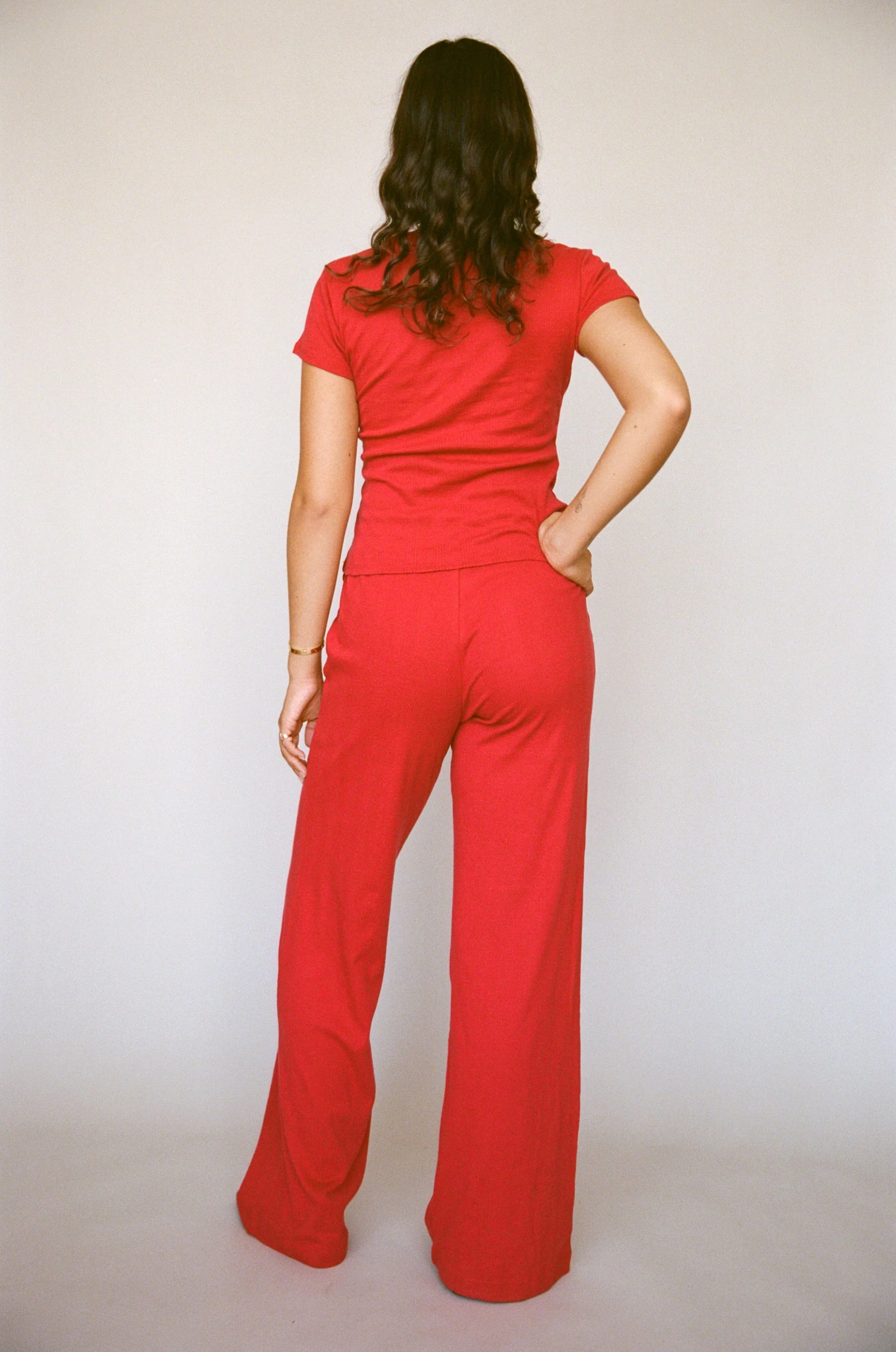 Pointelle Easy Pant - Cherry - Image 3