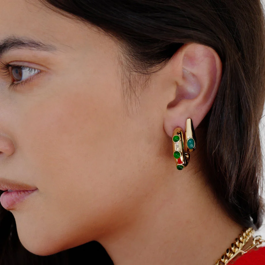 Reve Gem Hoops - Emerald Jade/Gold - Image 2