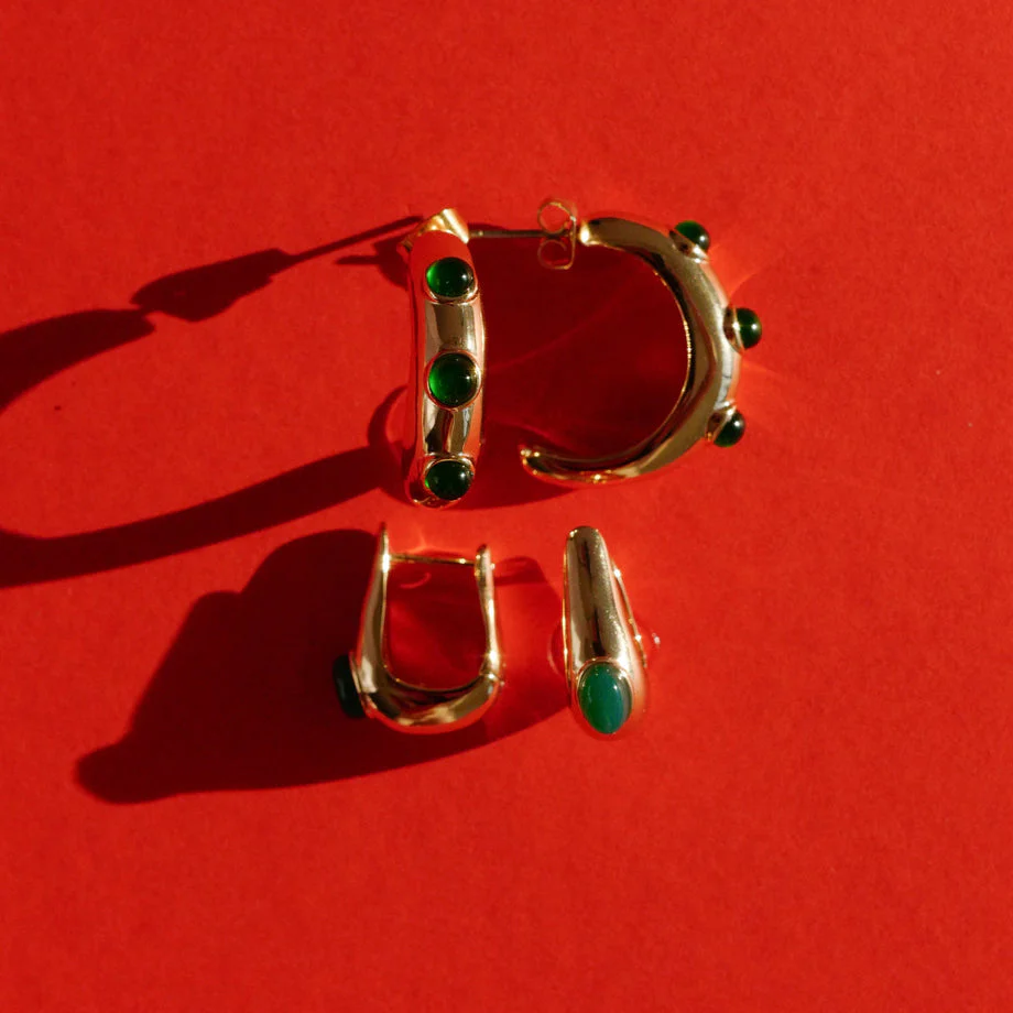 Reve Gem Hoops - Emerald Jade/Gold - Image 3