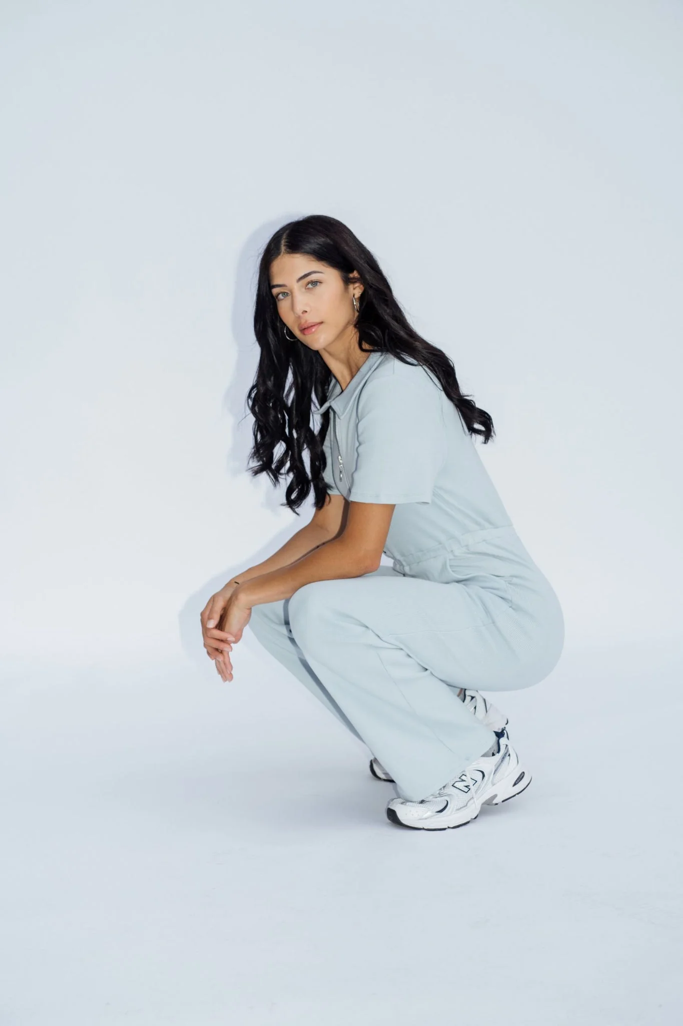Ribbed Polo Jumpsuit Silver - Image 5